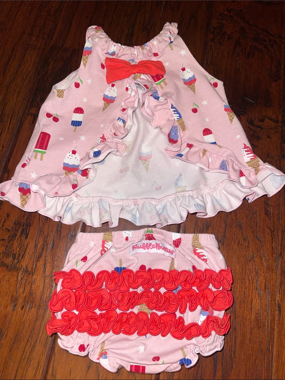 RUFFLE BUTTS Pink Ice Cream & Popsicle Ruffle Tank Set - Picture 4 of 6